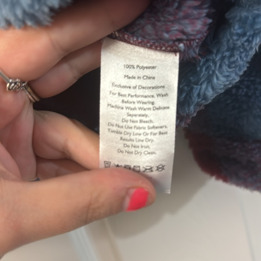 NWT Eddie Bauer women’s blue purple plaid plush  1/4 zip sweatshirt jacket S - Picture 6 of 6